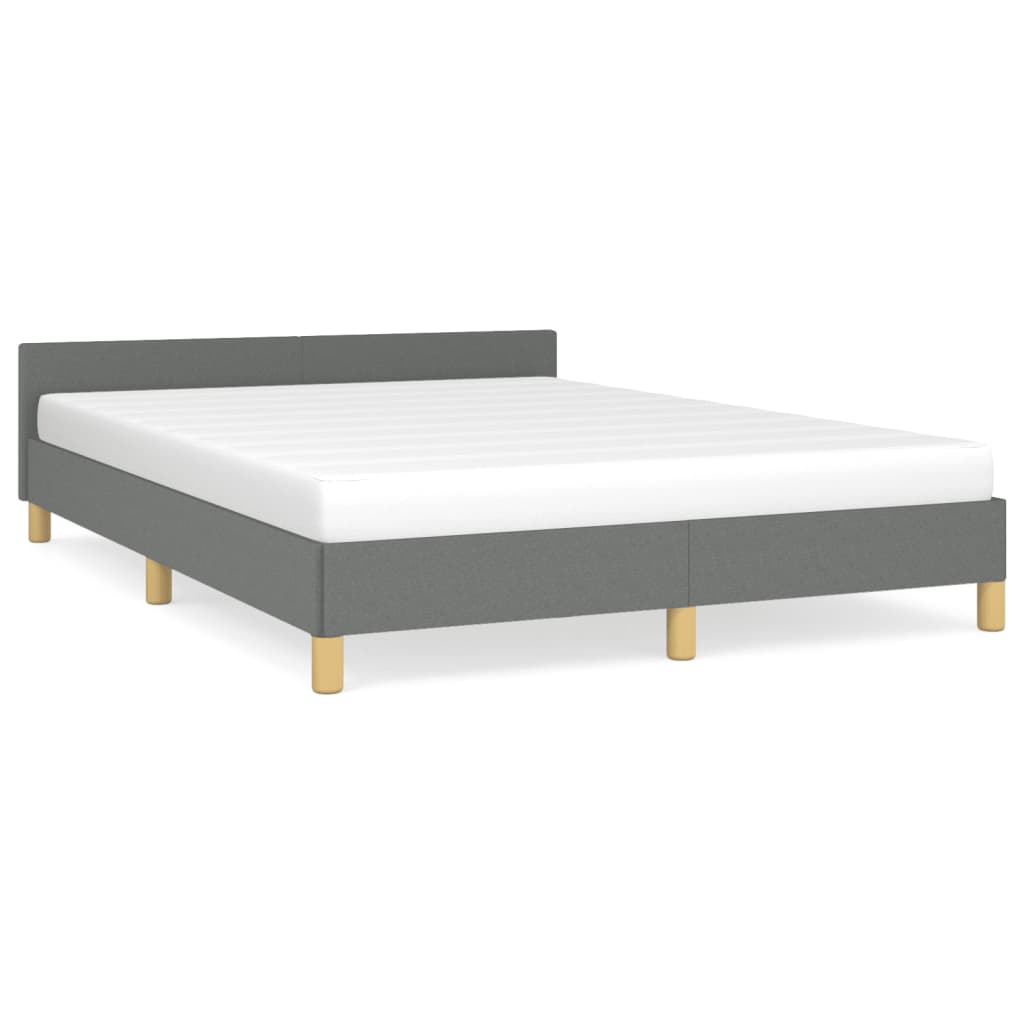 Bed Frame without Mattress Dark Grey Double Fabric