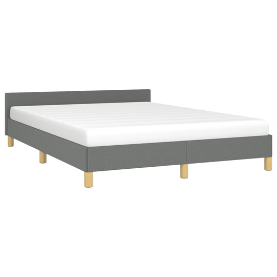 Bed Frame without Mattress Dark Grey Double Fabric