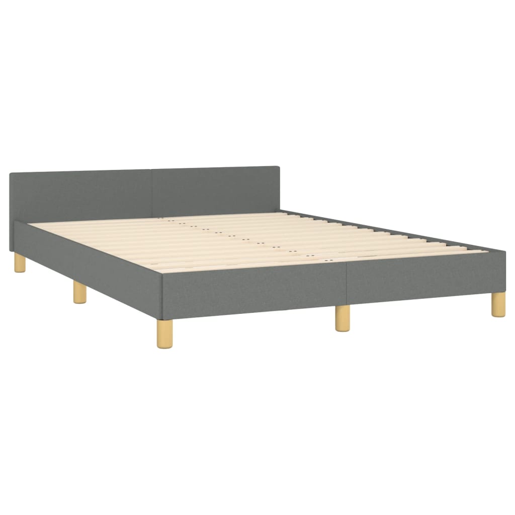 Bed Frame without Mattress Dark Grey Double Fabric