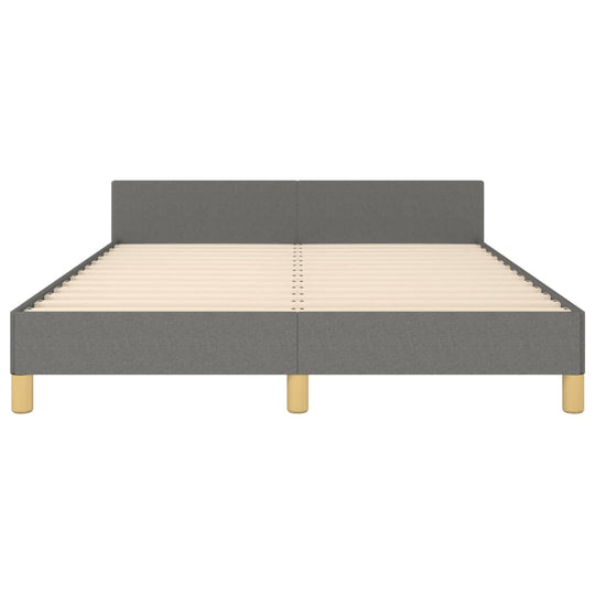 Bed Frame without Mattress Dark Grey Double Fabric