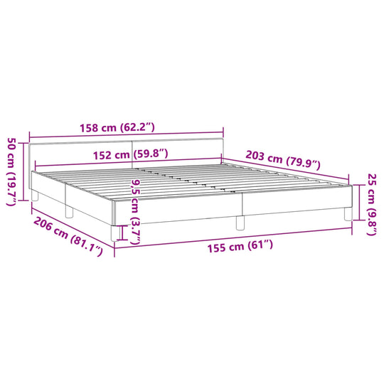 Bed Frame without Mattress Dark Grey Queen Fabric