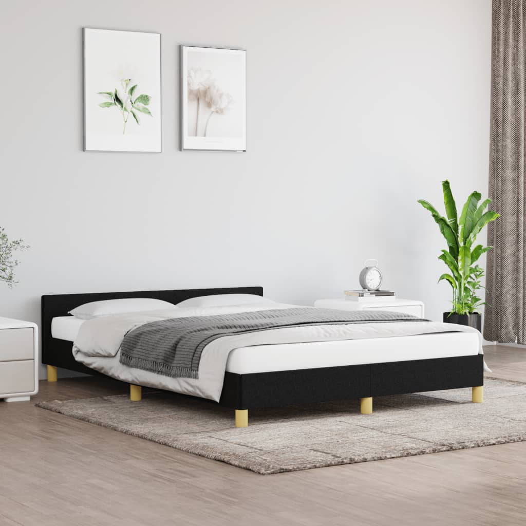 Bed Frame without Mattress Black Queen Fabric