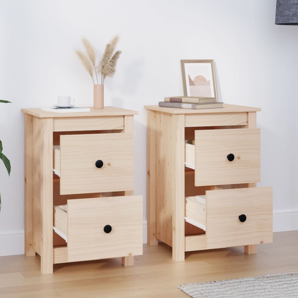 Bedside Cabinets 2 pcs 40x35x61.5 cm Solid Wood Pine