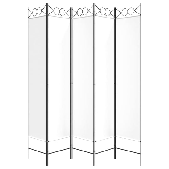 5-Panel Room Divider White 200x200 cm Fabric