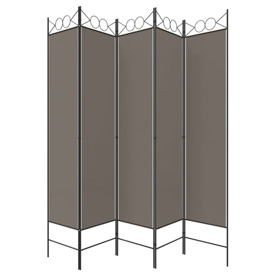 5-Panel Room Divider Anthracite 200x200 cm Fabric