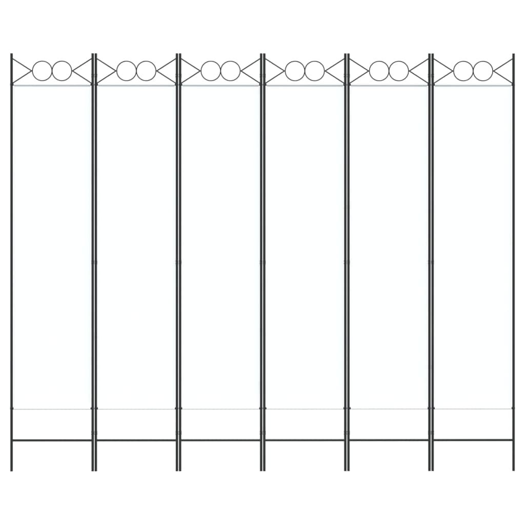 6-Panel Room Divider White 240x200 cm Fabric