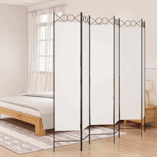 6-Panel Room Divider White 240x200 cm Fabric