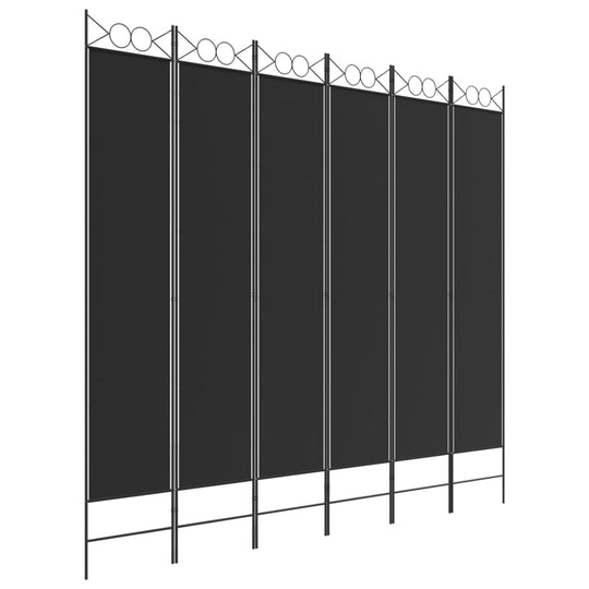 6-Panel Room Divider Black 240x220 cm Fabric