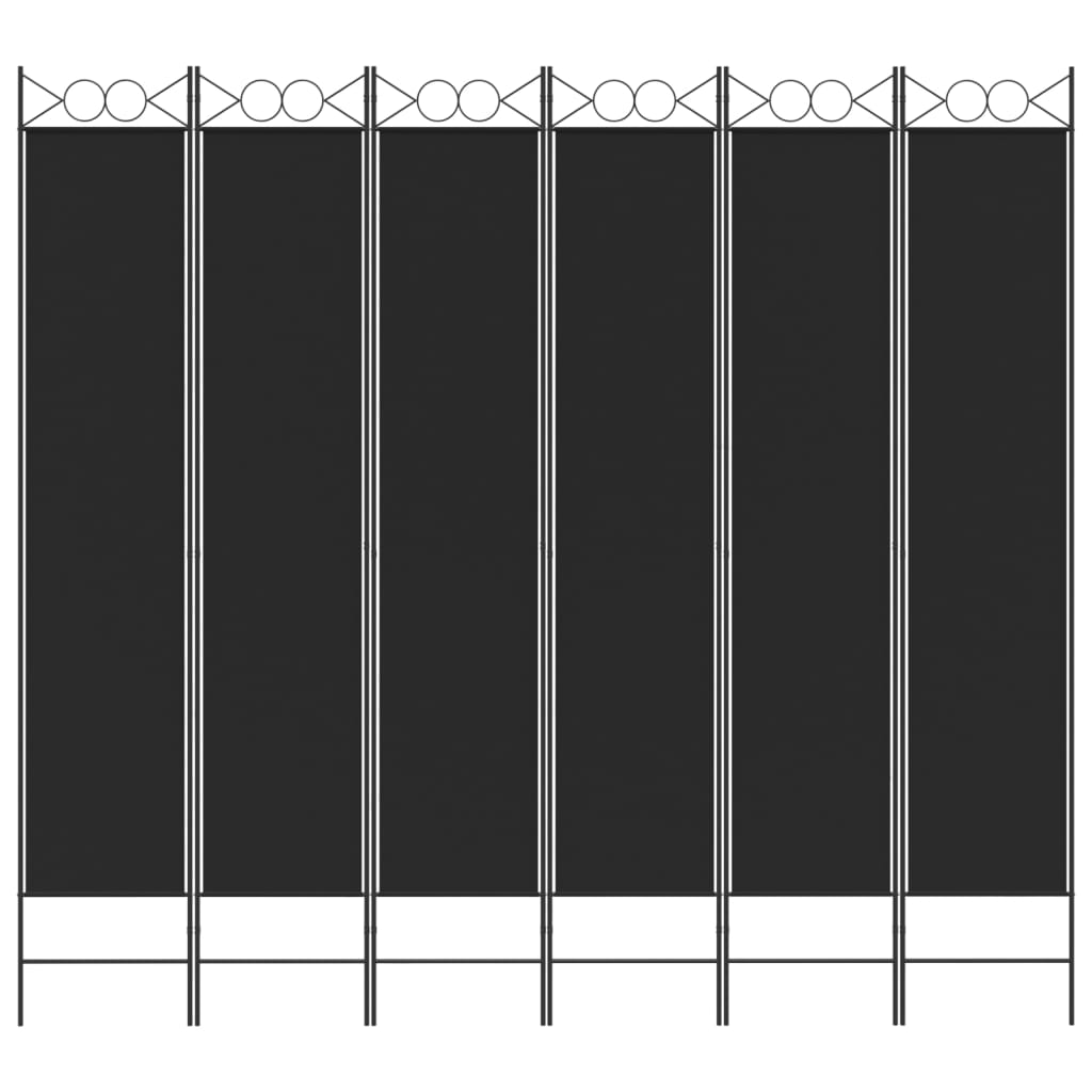 6-Panel Room Divider Black 240x220 cm Fabric