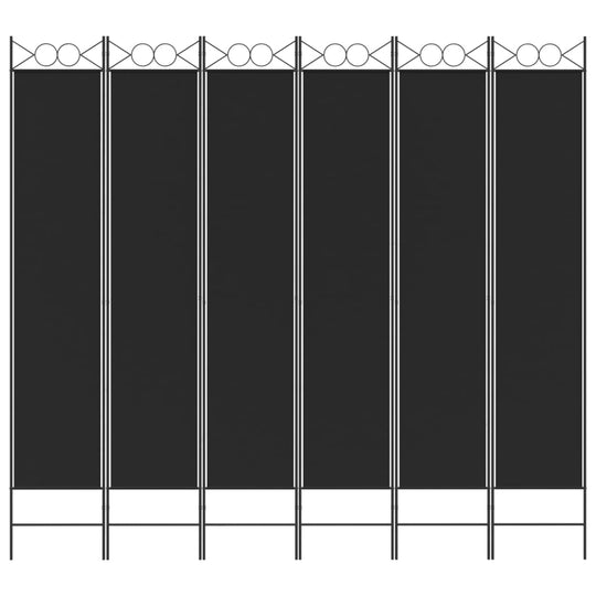 6-Panel Room Divider Black 240x220 cm Fabric