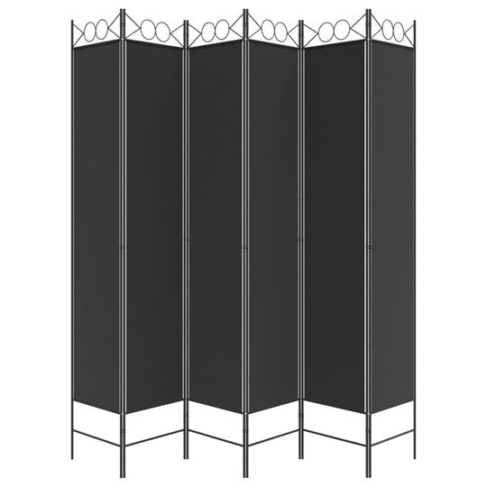 6-Panel Room Divider Black 240x220 cm Fabric