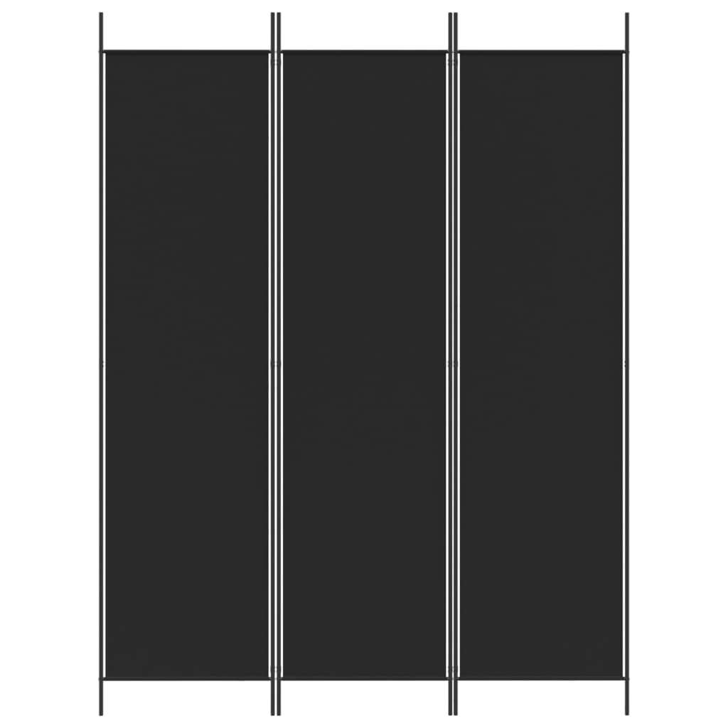 3-Panel Room Divider Black 150x200 cm Fabric