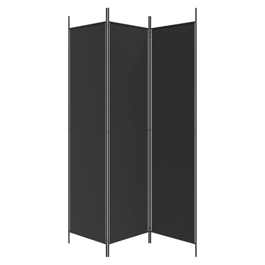 3-Panel Room Divider Black 150x200 cm Fabric