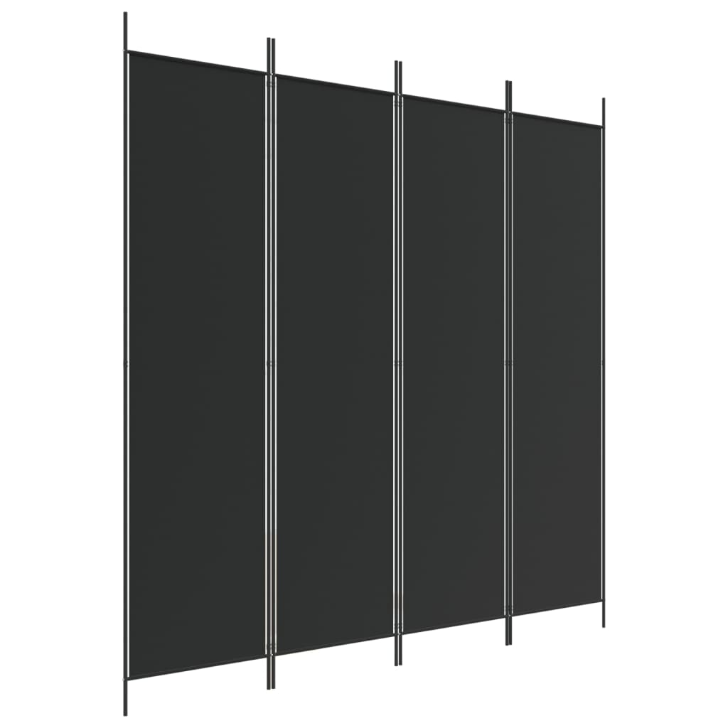 4-Panel Room Divider Black 200x200 cm Fabric