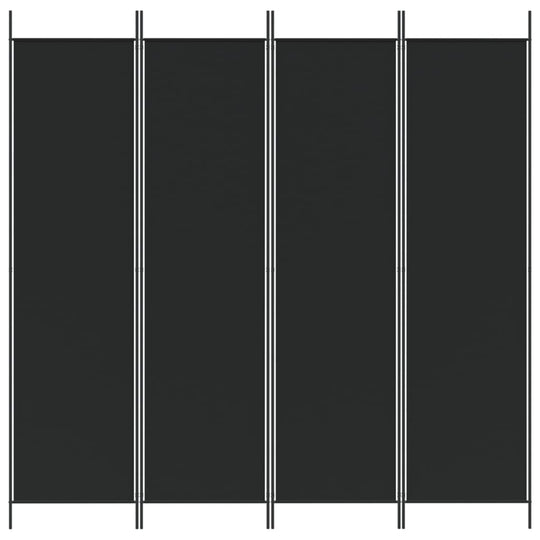 4-Panel Room Divider Black 200x200 cm Fabric