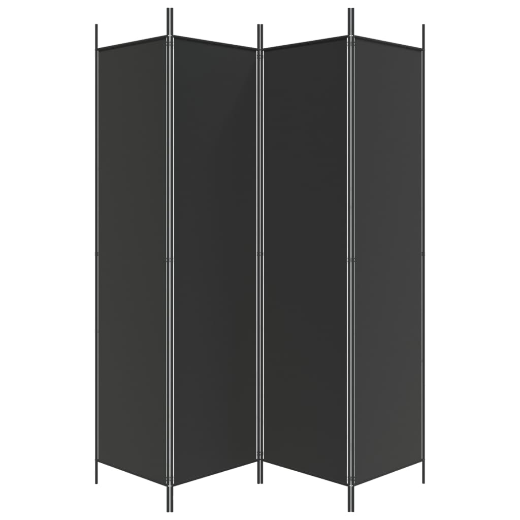 4-Panel Room Divider Black 200x200 cm Fabric