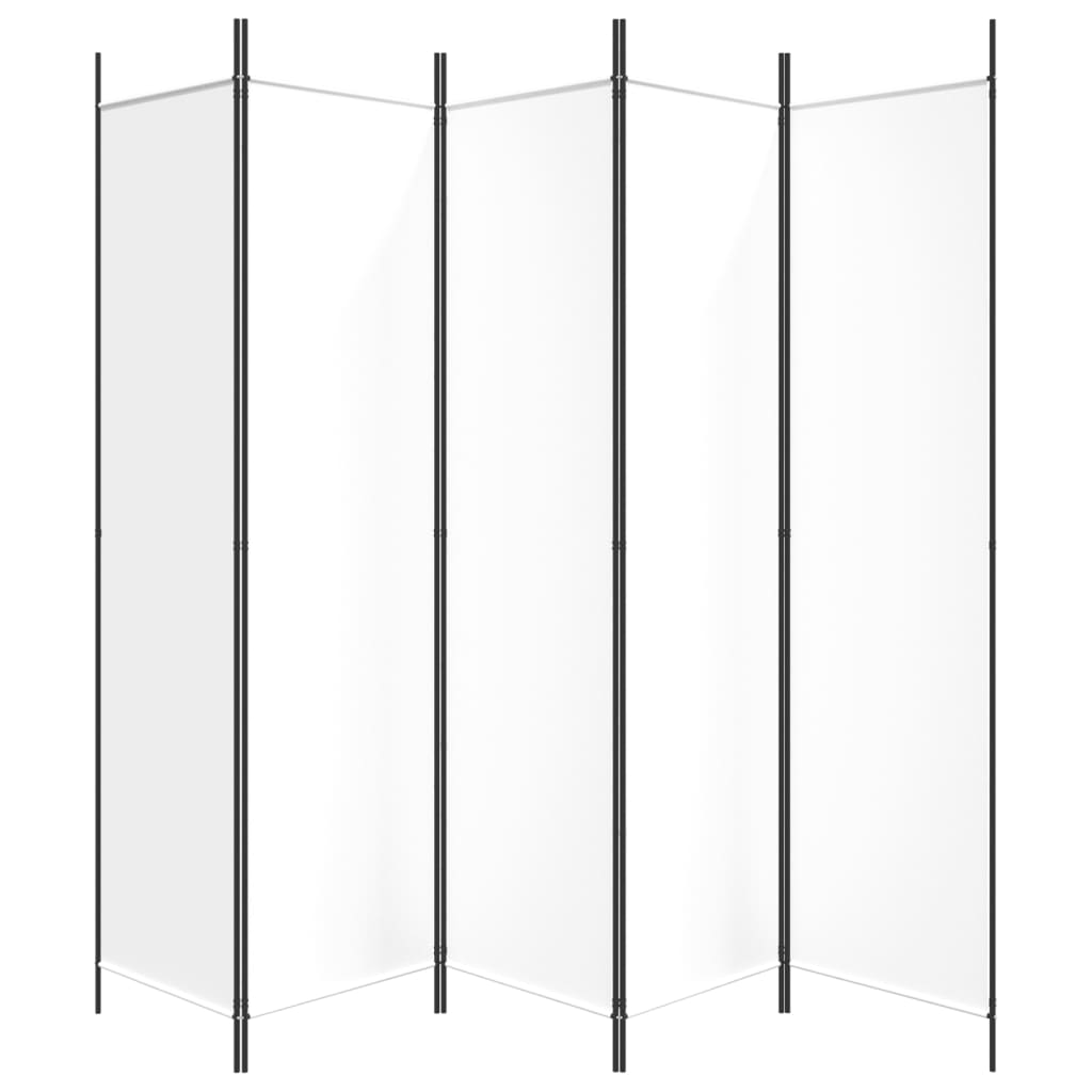 5-Panel Room Divider White 250x200 cm Fabric