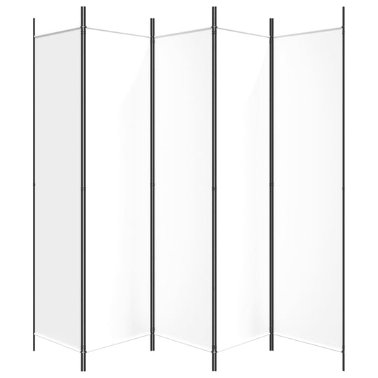 5-Panel Room Divider White 250x200 cm Fabric