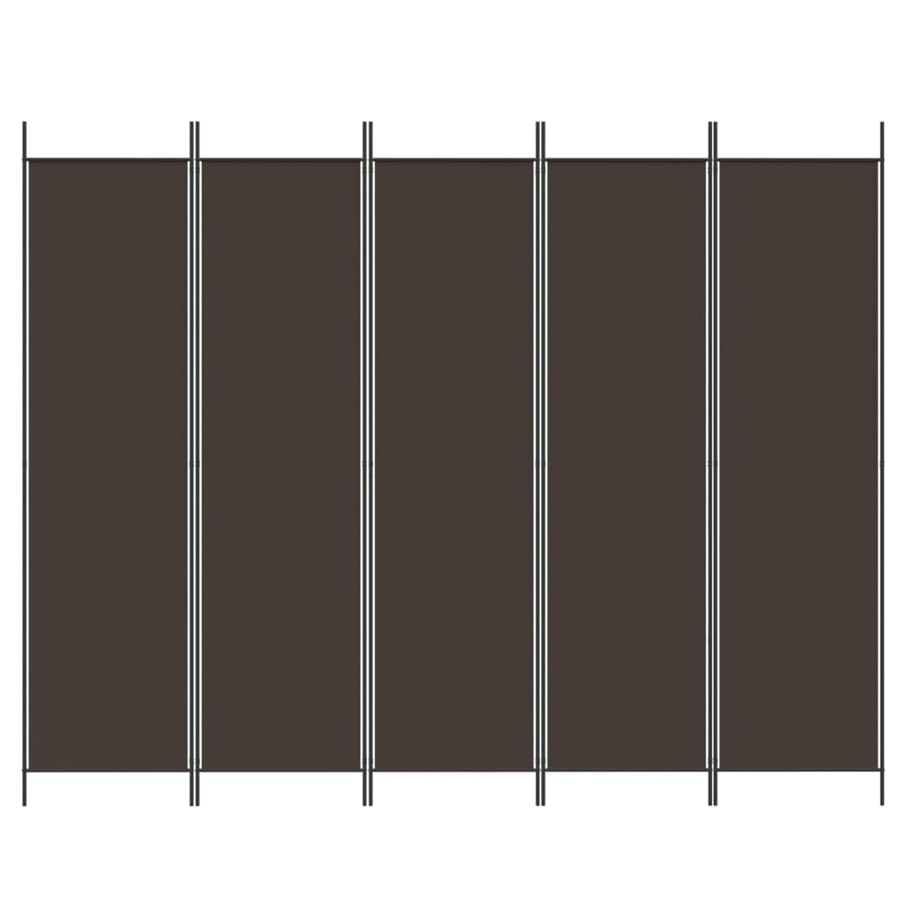 5-Panel Room Divider Brown 250x200 cm Fabric