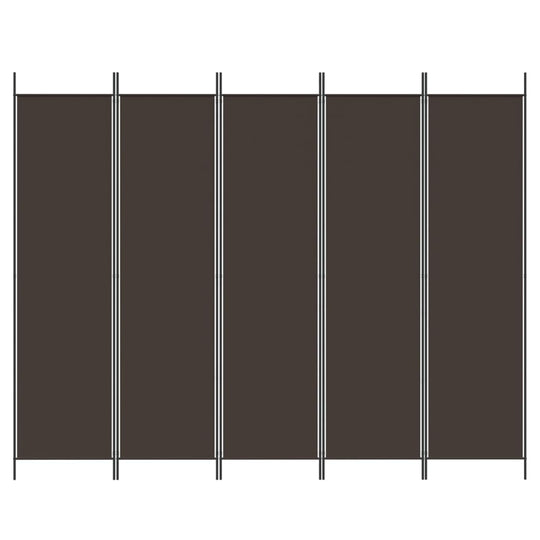 5-Panel Room Divider Brown 250x200 cm Fabric