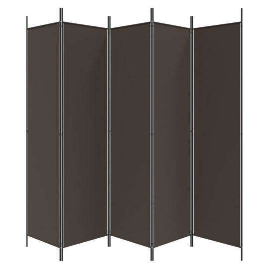 5-Panel Room Divider Brown 250x200 cm Fabric