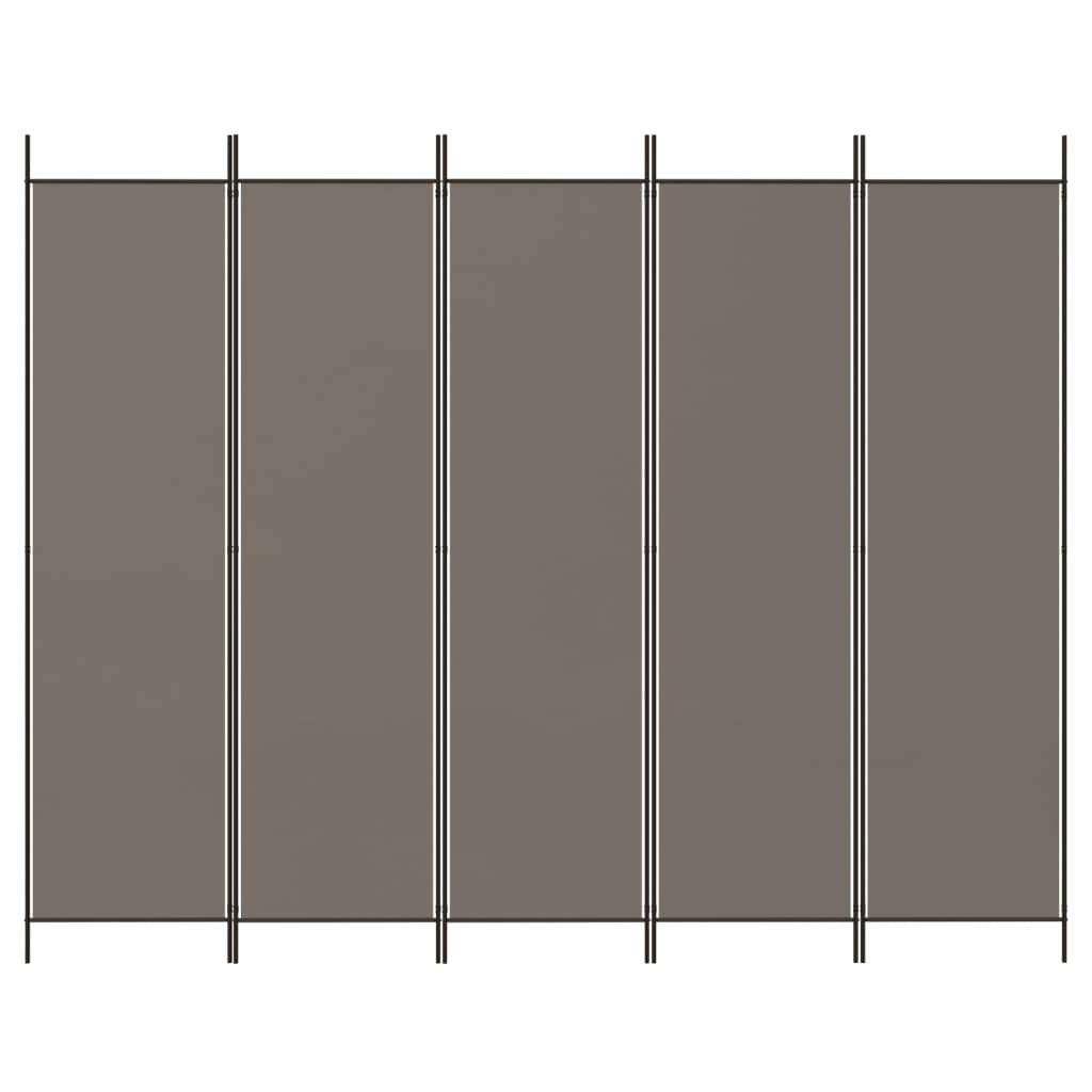 5-Panel Room Divider Anthracite 250x200 cm Fabric