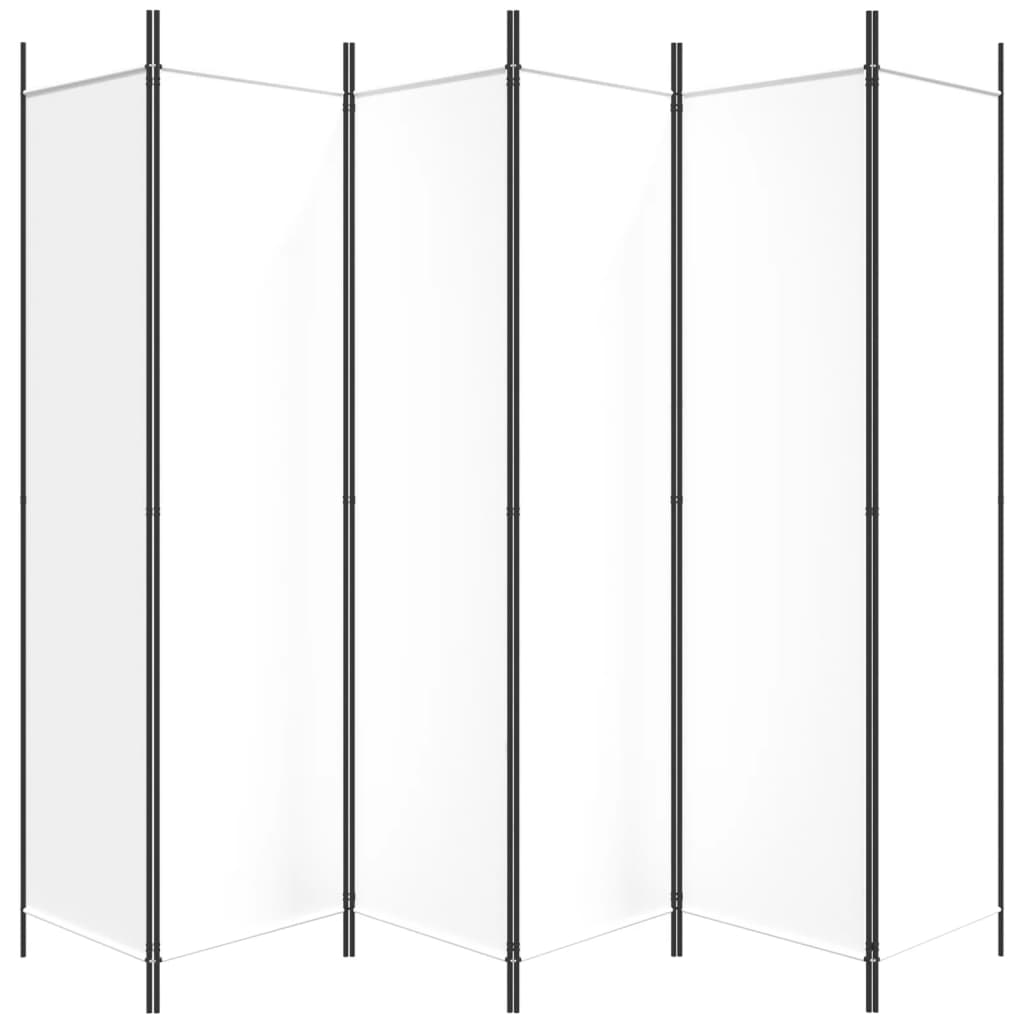 6-Panel Room Divider White 300x200 cm Fabric