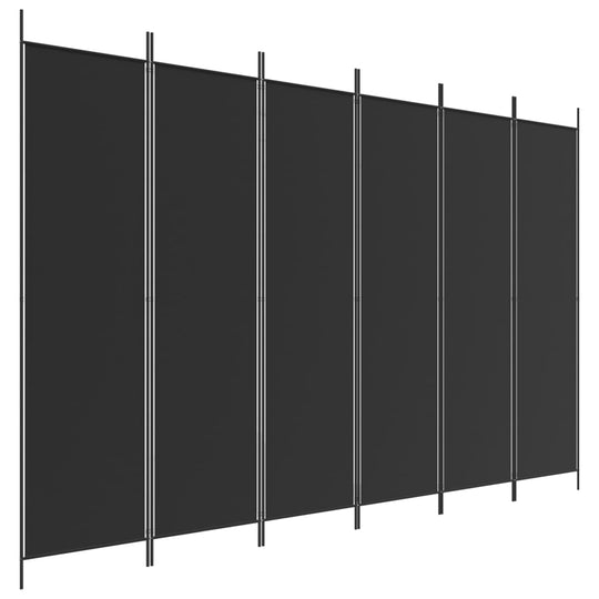 6-Panel Room Divider Black 300x200 cm Fabric