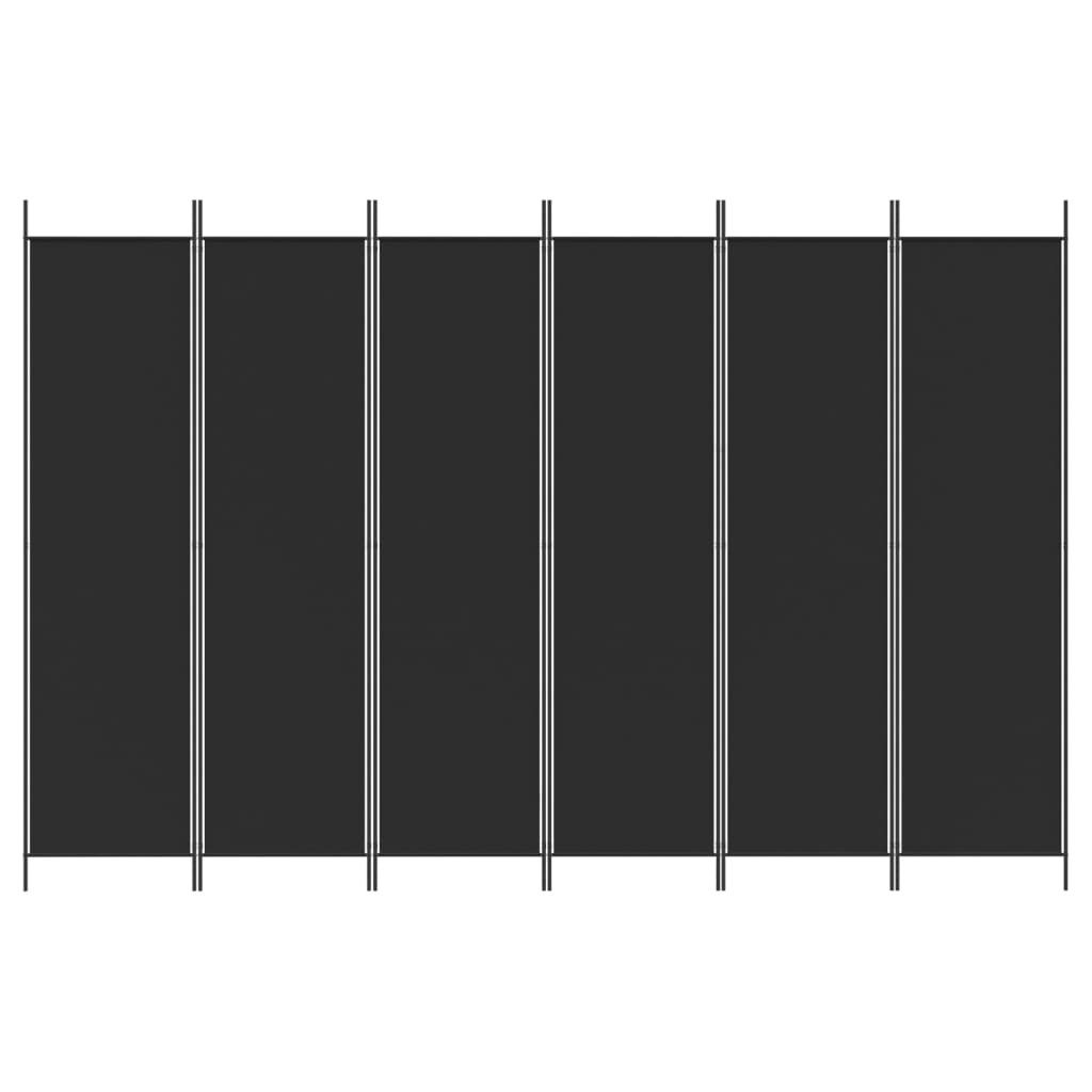 6-Panel Room Divider Black 300x200 cm Fabric