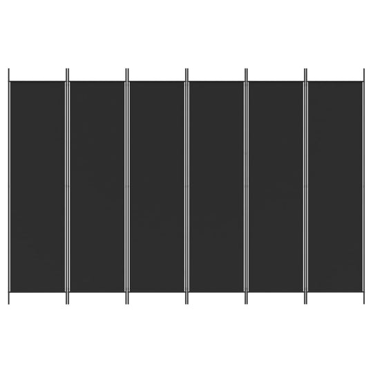 6-Panel Room Divider Black 300x200 cm Fabric