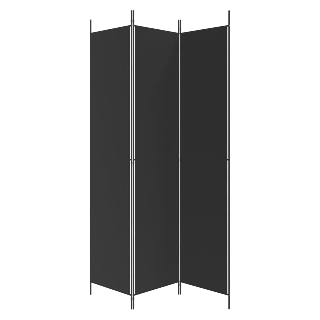 3-Panel Room Divider Black 150x220 cm Fabric