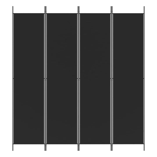 4-Panel Room Divider Black 200x220 cm Fabric