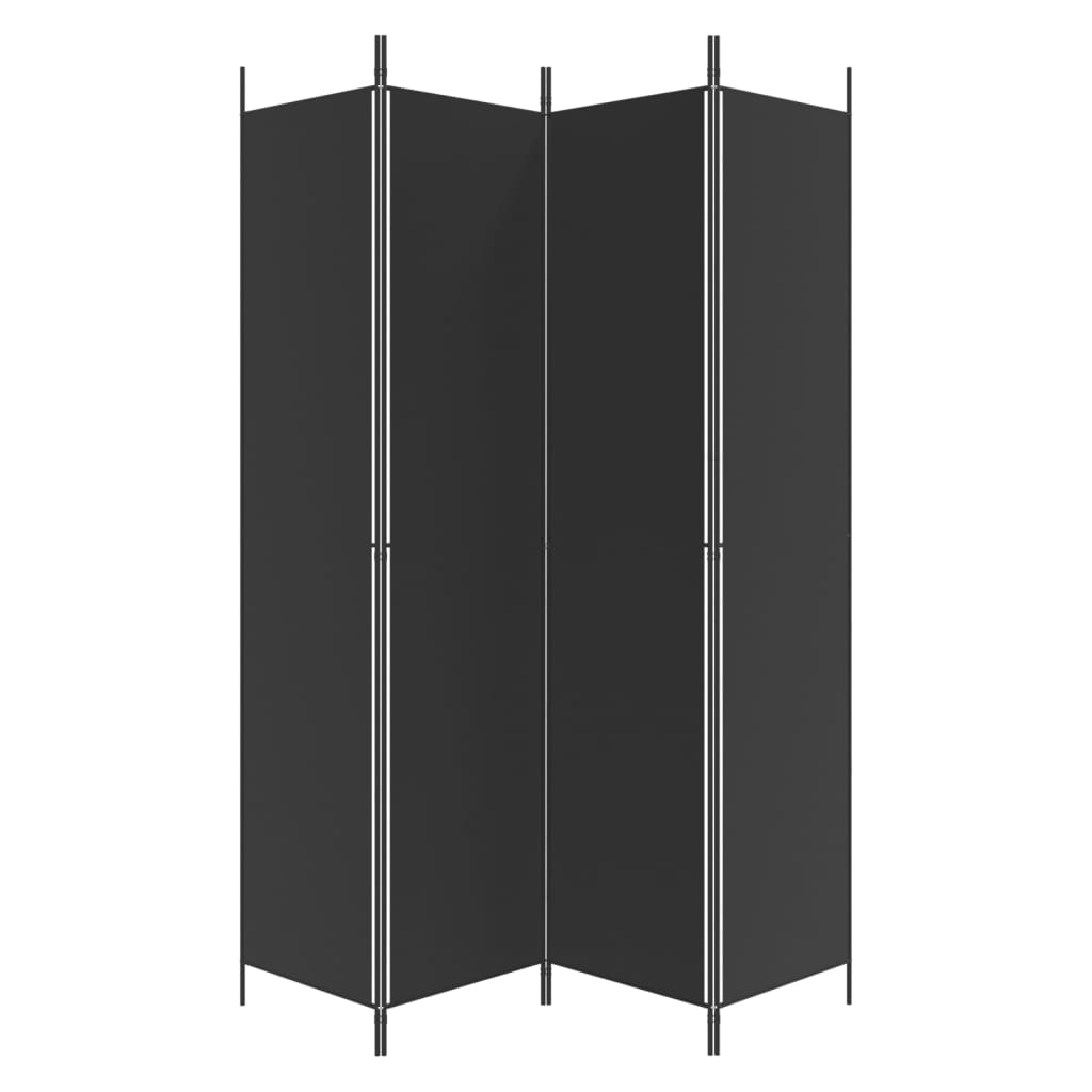 4-Panel Room Divider Black 200x220 cm Fabric