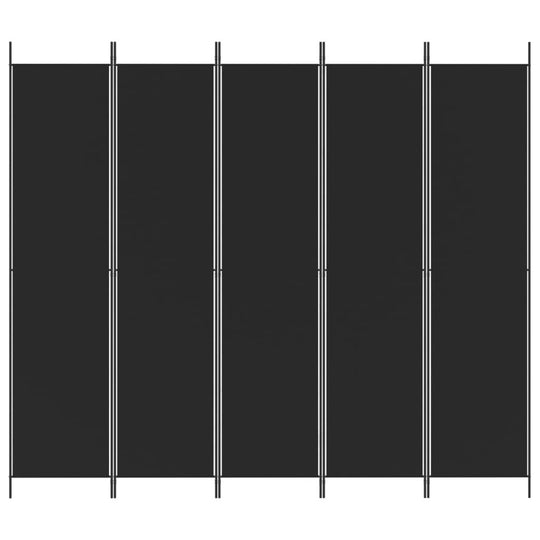 5-Panel Room Divider Black 250x220 cm Fabric