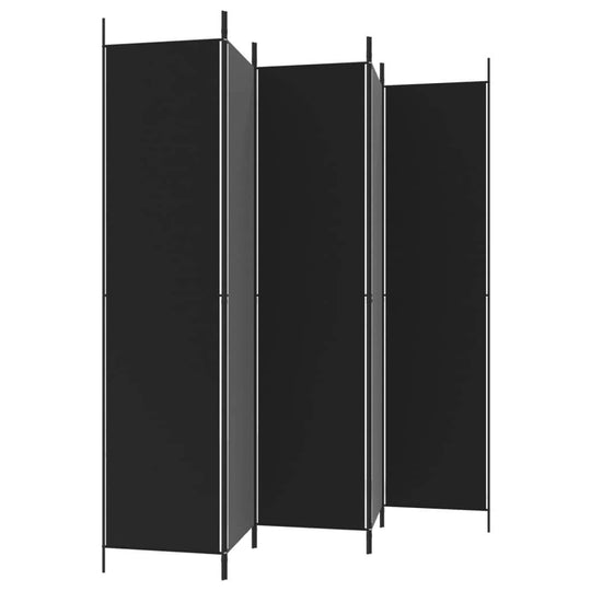 5-Panel Room Divider Black 250x220 cm Fabric