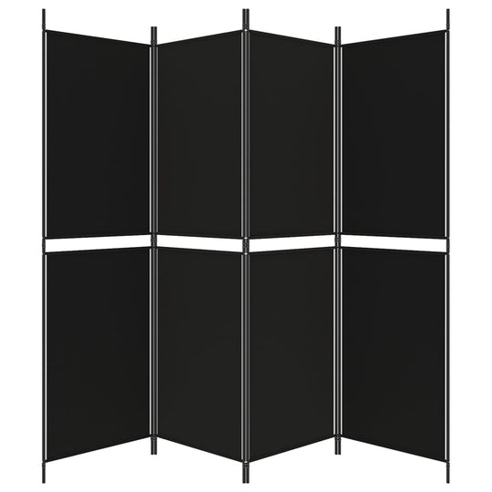 4-Panel Room Divider Black 200x180 cm Fabric