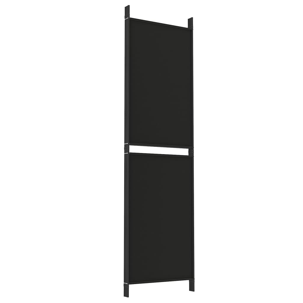 4-Panel Room Divider Black 200x180 cm Fabric