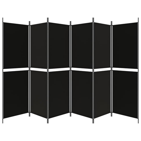 6-Panel Room Divider Black 300x180 cm Fabric