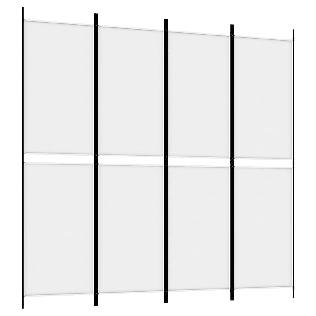 4-Panel Room Divider White 200x200 cm Fabric