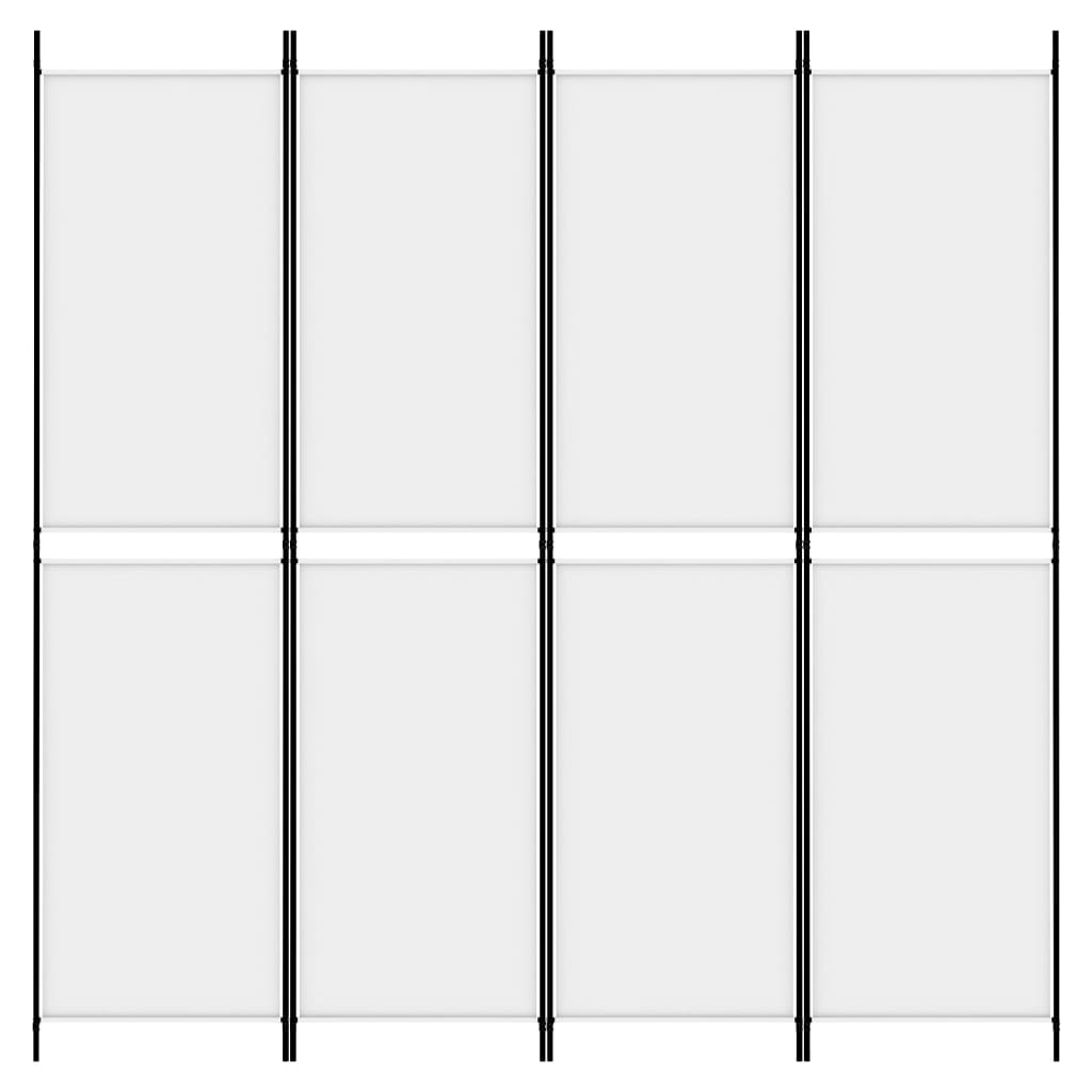 4-Panel Room Divider White 200x200 cm Fabric