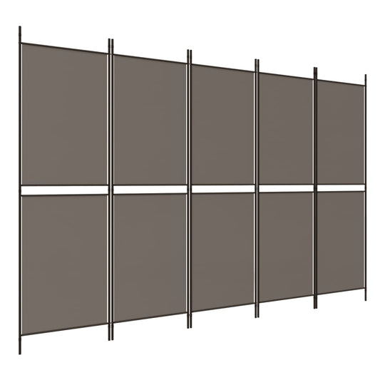 5-Panel Room Divider Anthracite 250x200 cm Fabric