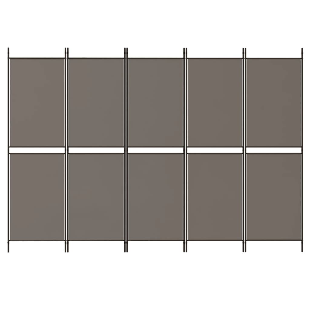 5-Panel Room Divider Anthracite 250x200 cm Fabric