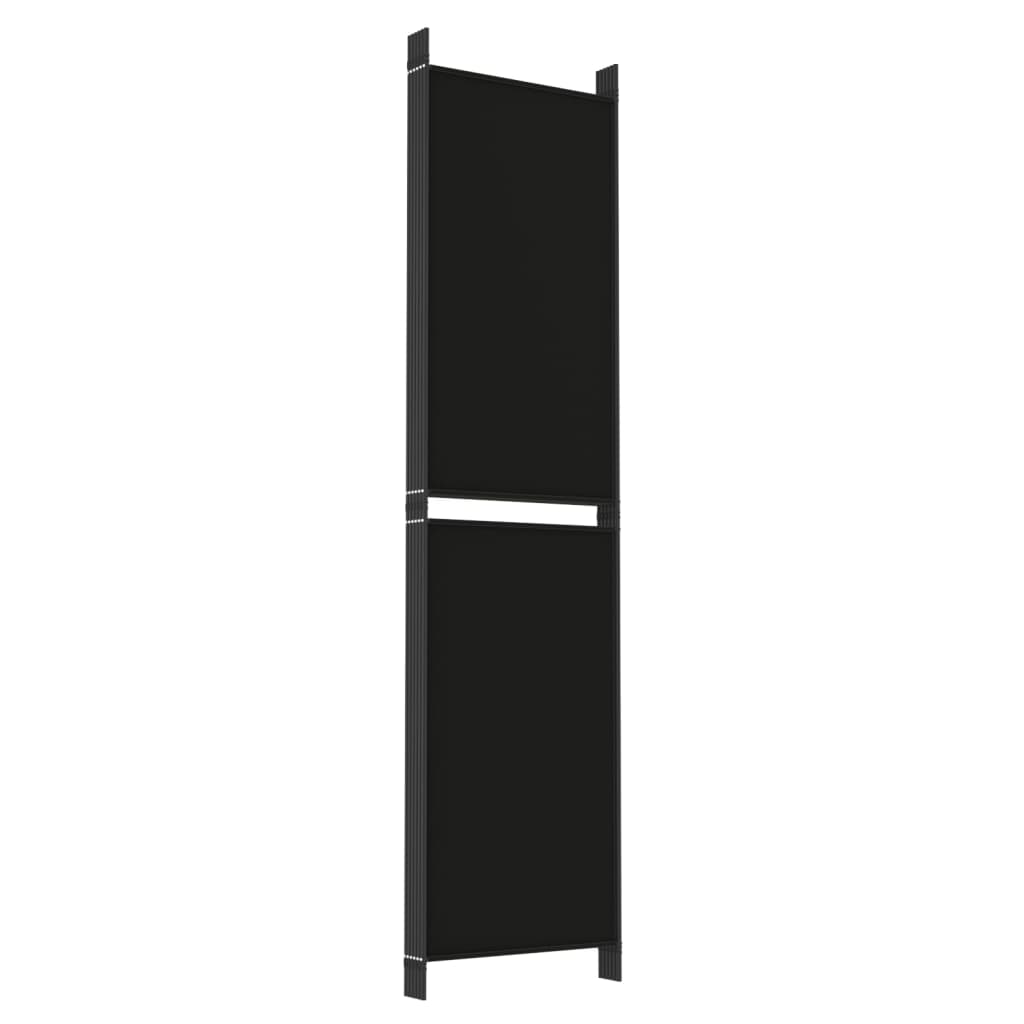 6-Panel Room Divider Black 300x200 cm Fabric