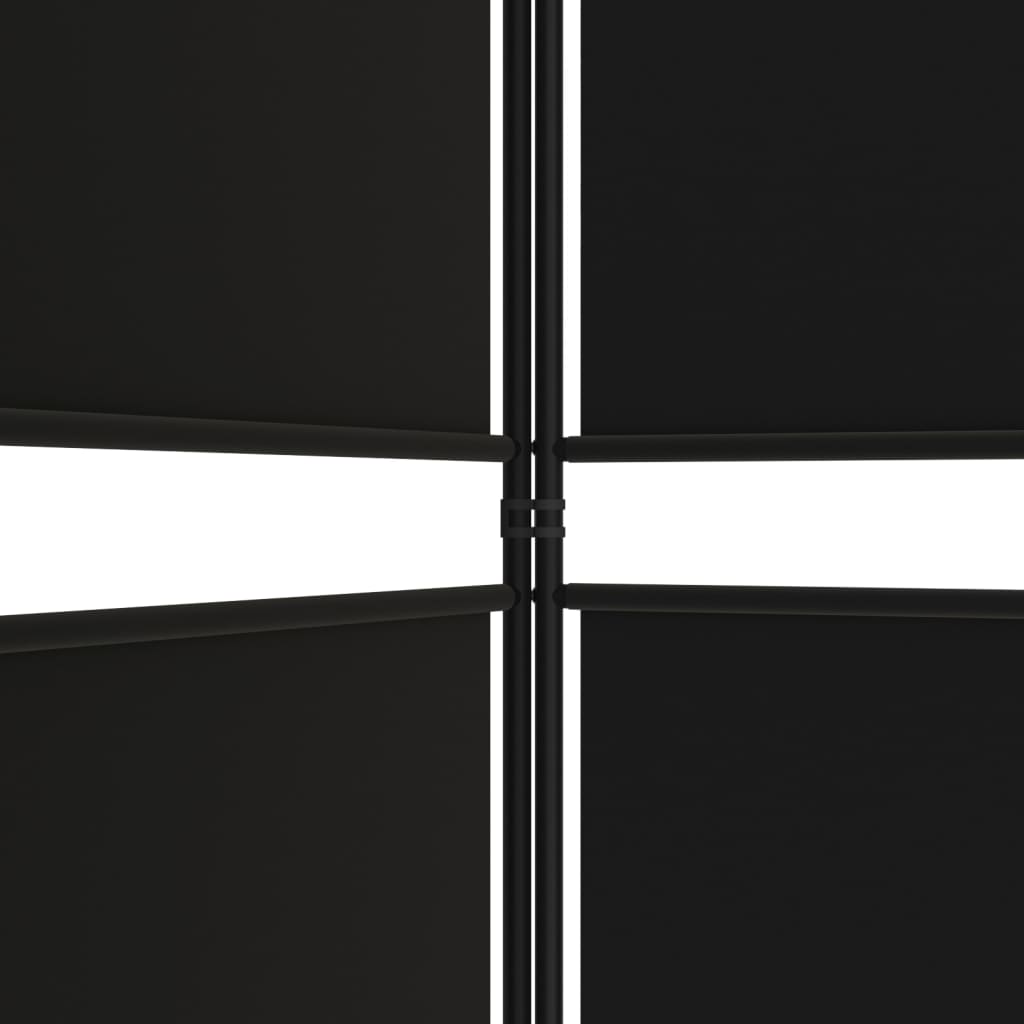 6-Panel Room Divider Black 300x200 cm Fabric