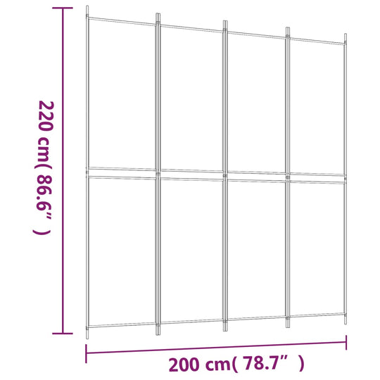 4-Panel Room Divider Anthracite 200x220 cm Fabric