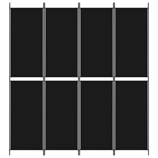 4-Panel Room Divider Black 200x220 cm Fabric