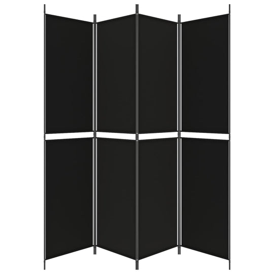 4-Panel Room Divider Black 200x220 cm Fabric