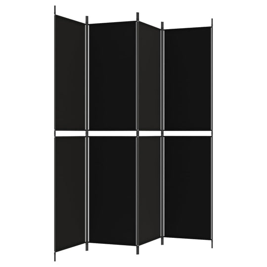 4-Panel Room Divider Black 200x220 cm Fabric