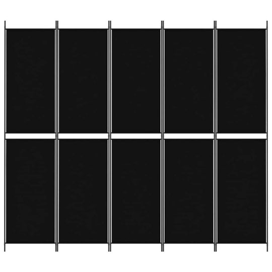 5-Panel Room Divider Black 250x220 cm Fabric