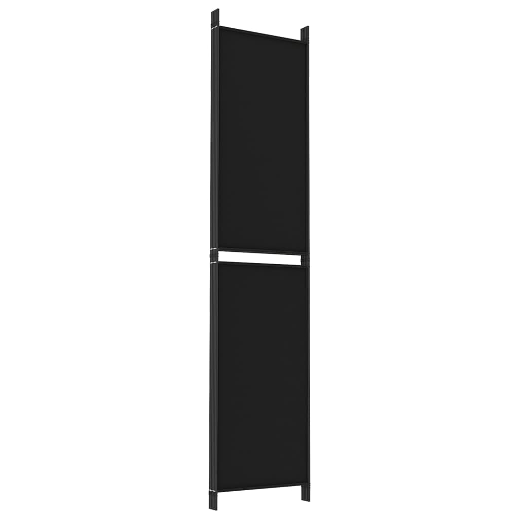 5-Panel Room Divider Black 250x220 cm Fabric